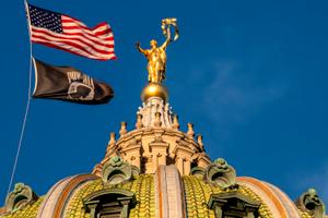 The 1906 beaux arts state capitol building in Harrisburg on Feb. 21, 2023.