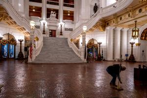 A mostly empty Pa. Capitol rotunda.