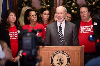 Gov. Tom Wolf joined Pittsburgh officials in December 2018 to call for stricter gun laws in the wake of the Tree of Life massacre. Gov. Tom Wolf joined Pittsburgh officials in December 2018 to call for stricter gun laws in the wake of the Tree of Life massacre.