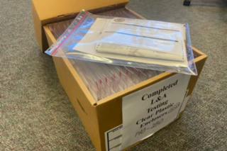 Chester County file box for logic and accuracy testing documents.