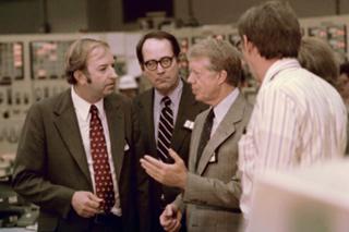 FILE - In this April 1, 1979, file photo President Jimmy Carter talks in the control room of Three Mile Island nuclear plant in Middletown, Pa., with from left, Harold Denton, Director of the U.S. Nuclear Agency, Pennsylvania Gov. Dick Thornburgh, and an unidentified control room employee. Thornburgh died Thursday, Dec. 31, 2020 at a retirement community facility outside Pittsburgh, his son David said. (AP Photo, File) FILE - In this April 1, 1979, file photo President Jimmy Carter talks in the control room of Three Mile Island nuclear plant in Middletown, Pa., with from left, Harold Denton, Director of the U.S. Nuclear Agency, Pennsylvania Gov. Dick Thornburgh, and an unidentified control room employee. Thornburgh died Thursday, Dec. 31, 2020 at a retirement community facility outside Pittsburgh, his son David said. (AP Photo, File)