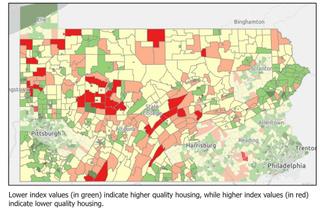 Map of housing quality in Pennsylvania. Map of housing quality in Pennsylvania.