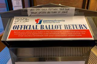 A ballot return box seen in Mifflin County. November 2020 was the first general election with no-excuse mail voting. A ballot return box seen in Mifflin County. November 2020 was the first general election with no-excuse mail voting.