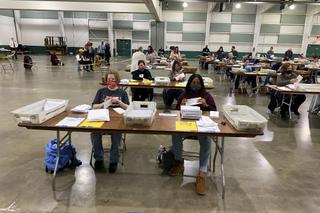About 100 county employees processed mail-in ballots at the York Fairgrounds on Tuesday. About 100 county employees processed mail-in ballots at the York Fairgrounds on Tuesday.