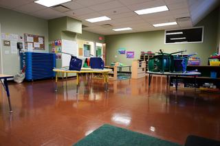 A classroom not in use at The Willow School, which is serving about half as many kids as it used to because of a staffing shortage.