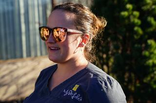 Leanne Whitehead, a speech pathologist, came to the polling place to support candidates who would defend Roe. Leanne Whitehead, a speech pathologist, came to the polling place to support candidates who would defend Roe.