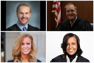 From upper left, clockwise: Commonwealth Court candidates David Lee Spurgeon, Drew Crompton, Lori Dumas, Stacy Wallace. From upper left, clockwise: Commonwealth Court candidates David Lee Spurgeon, Drew Crompton, Lori Dumas, Stacy Wallace.