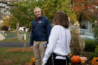 Todd Stephens (left), a Republican state representative running for reelection, speaks with supporter Linda McKillen as he goes door-to-door in his district in October. Todd Stephens (left), a Republican state representative running for reelection, speaks with supporter Linda McKillen as he goes door-to-door in his district in October.