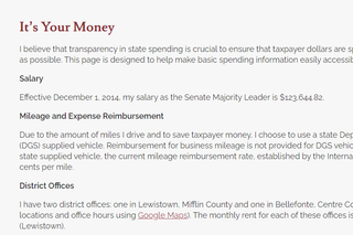 A page on Senate President Pro Tempore Jake Corman’s transparency website promises to "make basic spending information easily accessible.” The problem: The page hasn’t been updated in over six years.