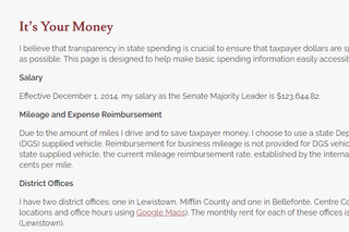 A page on Senate President Pro Tempore Jake Corman’s transparency website promises to "make basic spending information easily accessible.” The problem: The page hasn’t been updated in over six years. A page on Senate President Pro Tempore Jake Corman’s transparency website promises to "make basic spending information easily accessible.” The problem: The page hasn’t been updated in over six years.