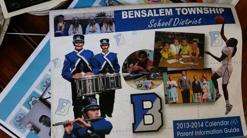 Photographs of Tyler Cordeiro and a 2013–2014 Bensalem Township School District calendar Cordeiro appears in