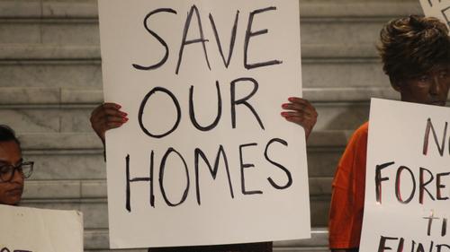 Advocates urged the Pennsylvania Housing Finance Agency to work with local courts to protect homeowners from foreclosure while they wait on the program at a June 27 event at the State Capitol in Harrisburg.