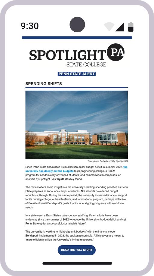 Screenshot of the newsletter on a mobile device