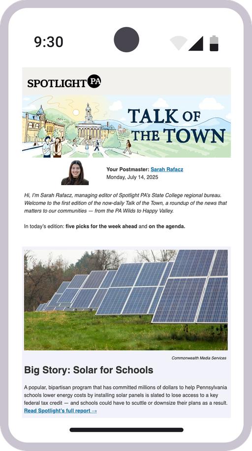 Screenshot of the newsletter on a mobile device Screenshot of the newsletter on a mobile device
