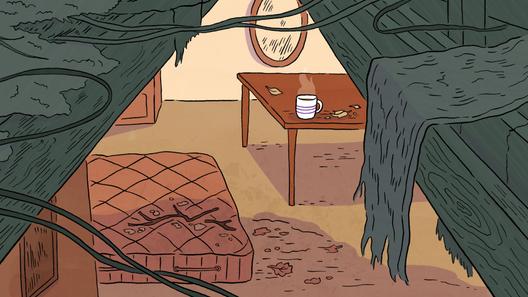 An illustration of a room exposed by a missing roof, inspired by a real-life case in Allegheny County. An illustration of a room exposed by a missing roof, inspired by a real-life case in Allegheny County.