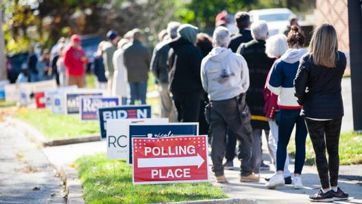 Pennsylvania voters wait in line in 2020.