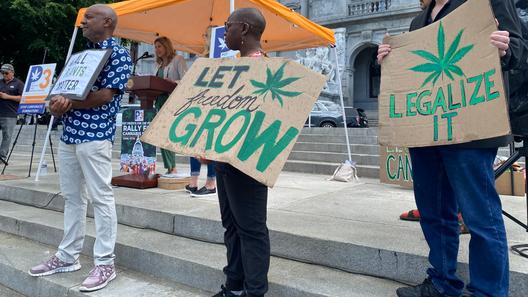 Supporters of legalizing cannabis for adult-use rally outside the state Capitol in Harrisburg on June 27, 2023 Supporters of legalizing cannabis for adult-use rally outside the state Capitol in Harrisburg on June 27, 2023