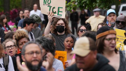 People gather to protest the deployment of the National Guard in Los Angeles and the detainment of union leader David Huerta near Independence Hall in Philadelphia, Monday, June 9, 2025.