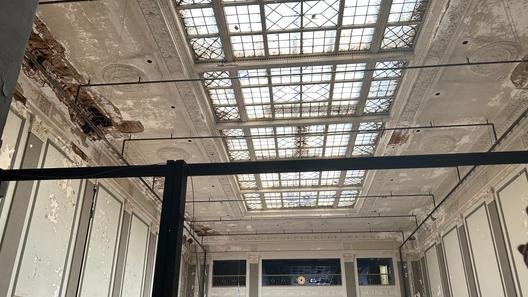 Mayor Eddie Morán speaks alongside state Rep. Manny Guzman (D., Berks) about the importance of the City Revitalization and Improvement Zone for the future of downtown Reading from the inside of The Reading Trust Company building on Penn Street on July 29, 2025.