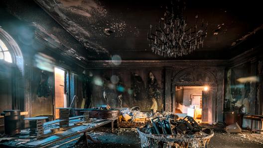 Inside the governor's residence after an arson attack on April 13.