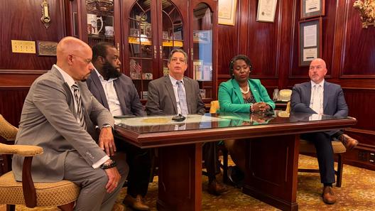 Pa. House and Senate Democratic leaders hold a state budget press conference on June 30, 2026.