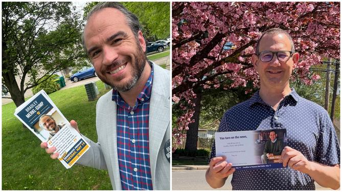 Pennridge School Board member Bradley Merkl-Gump, left; Lehigh County Controller Mark Pinsley, right.