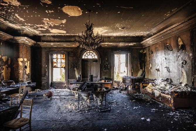 Damage in the Pennsylvania Governor's Residence after a fire.