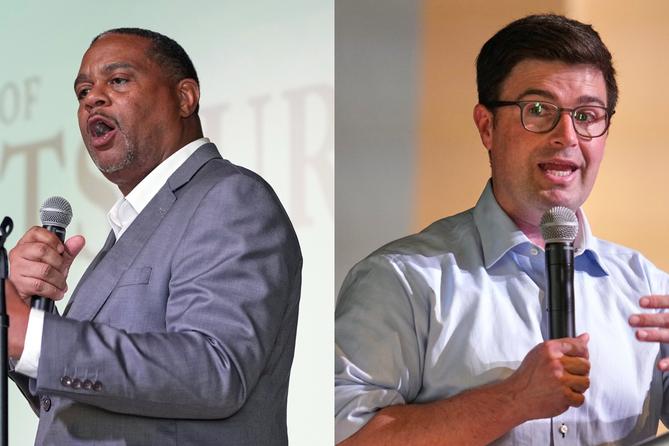 Pittsburgh Mayor Ed Gainey (left) and Democratic winner Corey O'Connor