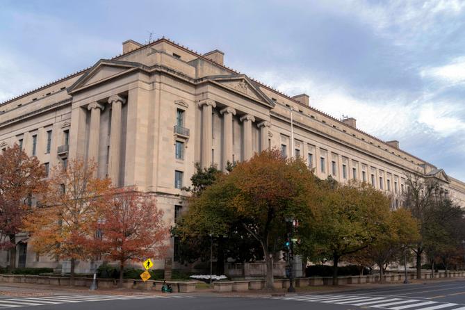 The U.S. Department of Justice building is seen in Washington, Saturday, Dec. 7, 2024.