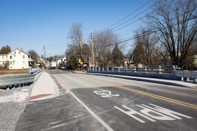 A recently-improved bridge in Christiana, Pa. in 2025.