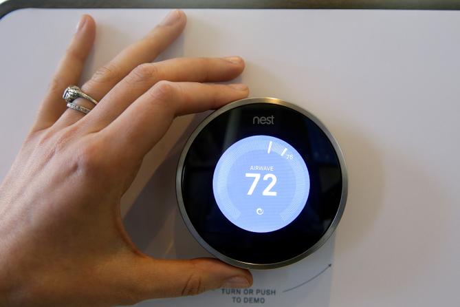 A Nest thermostat A Nest thermostat
