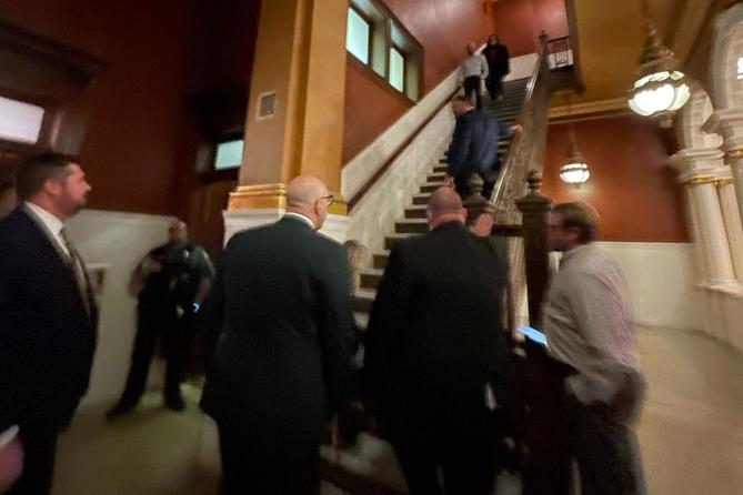 Activity outside the governor's office in the state Capitol in October 2025.