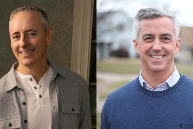 U.S. Rep. Brian Fitzpatrick (left) and his Democratic opponent, Bob Harvie