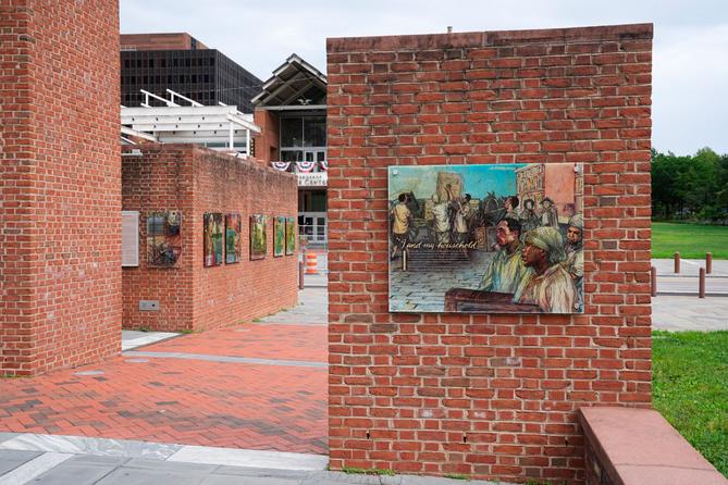 An informational panel is seen at President's House Site Aug. 19, 2025, in Philadelphia. An informational panel is seen at President's House Site Aug. 19, 2025, in Philadelphia.