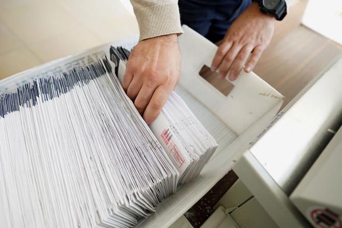 Mail ballots are sorted and counted by workers on Election Day in Northampton County. Mail ballots are sorted and counted by workers on Election Day in Northampton County.