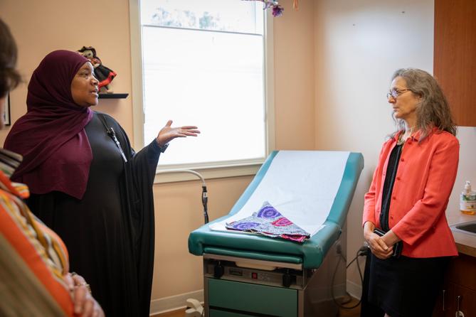 Acting Health Secretary Debra Bogen (right) toured Lifecycle WomanCare in Bryn Mawr to meet with reps from PA's stand-alone birthing centers.