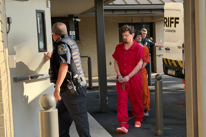 42-year-old Adam G. Berryhill walks into the Lebanon County Courthouse on Thursday morning.