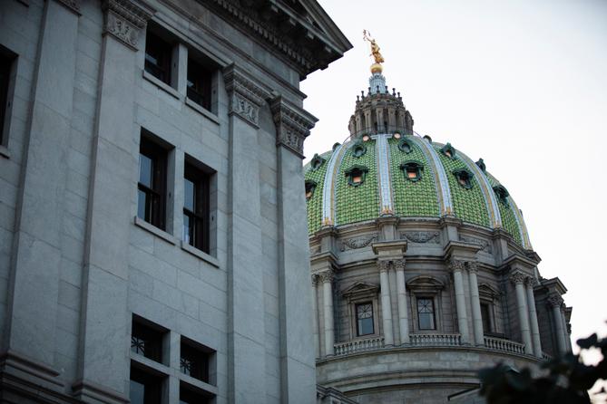 The dome of the Pennsylvania Capitol.