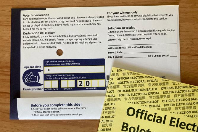 A Pennsylvania mail ballot for the 2024 primary election.
