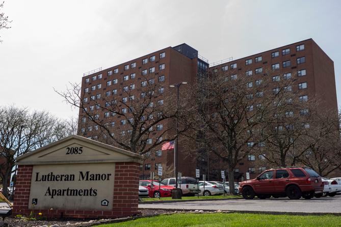 Exterior of Lutheran Manor of Lehigh Valley, a HUD-funded apartment complex in Bethlehem, Pennsylvania.