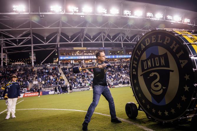 Gov. Josh Shapiro attends a Philadelphia Union game on Sept. 23, 2023.