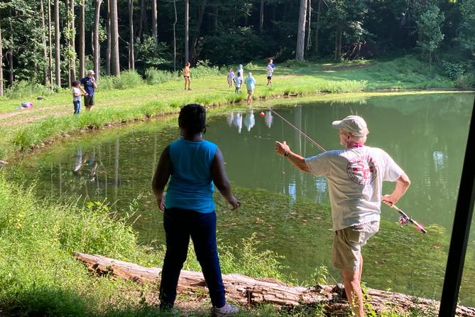 Campers and volunteers at Camp Dreamcatcher in Chester County, Pennsylvania.