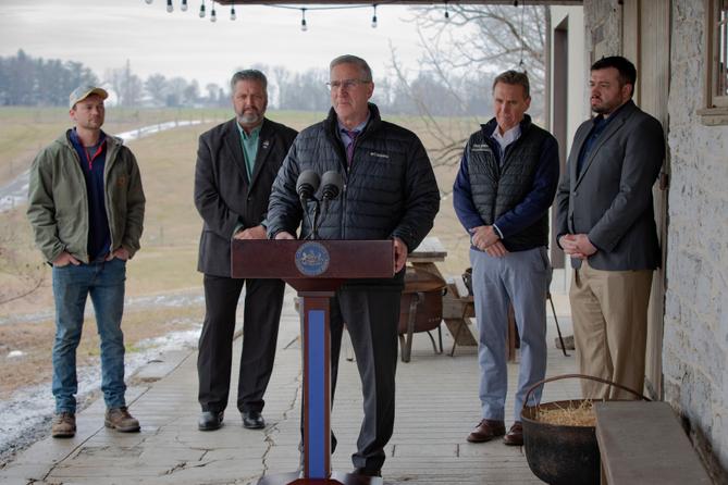 Russell Redding, secretary of the Pennsylvania Department of Agriculture, speaks at an event.