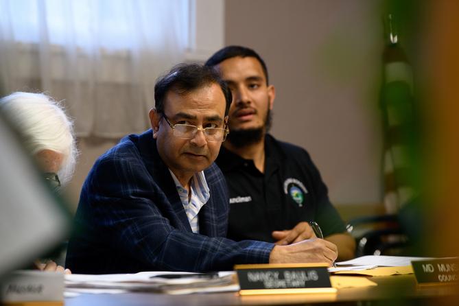 Millbourne Council member Md Munsur Ali, center, at the May 5 council meeting.