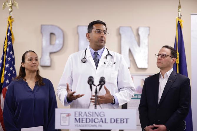State Rep. Arvind Venkat, center, alongside Gov. Josh Shapiro in 2024. State Rep. Arvind Venkat, center, alongside Gov. Josh Shapiro in 2024.