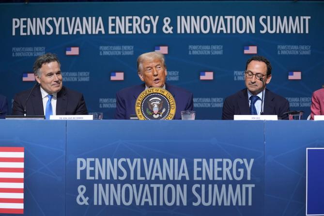 President Donald Trump speaks at the "Inaugural Pennsylvania Energy and Innovation Event" at Carnegie Mellon University.
