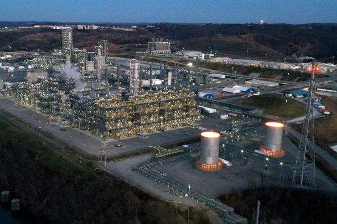 The Shell Ethane Cracker Plant on the Monongahela River in Monaca, Pa.,on Thursday, Nov. 30, 2023.