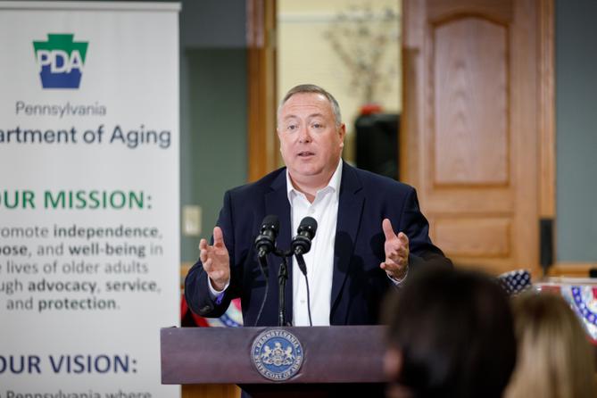Pennsylvania Secretary of Aging Jason Kavulich speaks at the Emporium Senior Center on July 23, 2025.