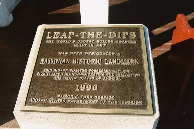 A National Historic Landmark marker for Leap-the-Dips, dedicated in 1996. A National Historic Landmark marker for Leap-the-Dips, dedicated in 1996.
