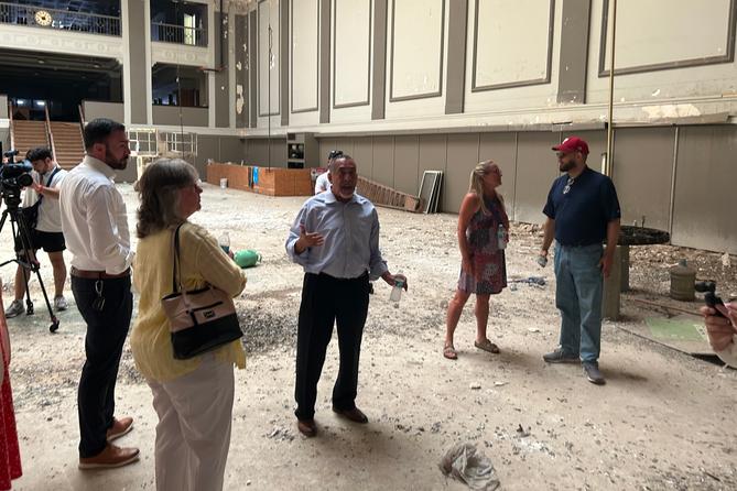 Officials tour the inside of the Reading Trust Company building on Penn Street in Reading. Officials tour the inside of the Reading Trust Company building on Penn Street in Reading.